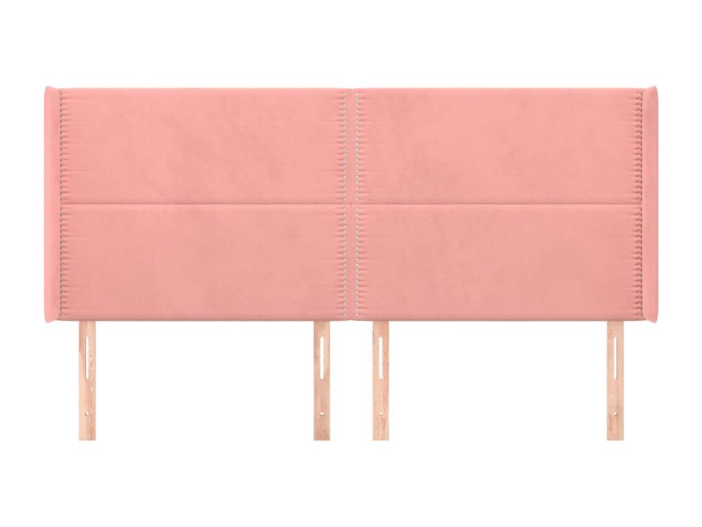 Headboard with wings, Pink, 163x16x118/128 cm, Velvet